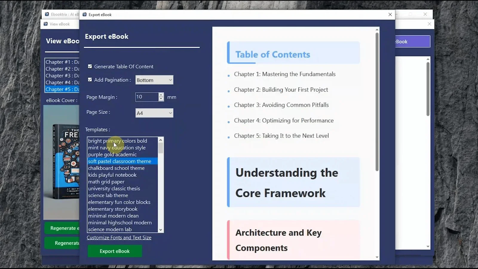 Ebooktrix showing multi-language eBook generation options for global audience targeting