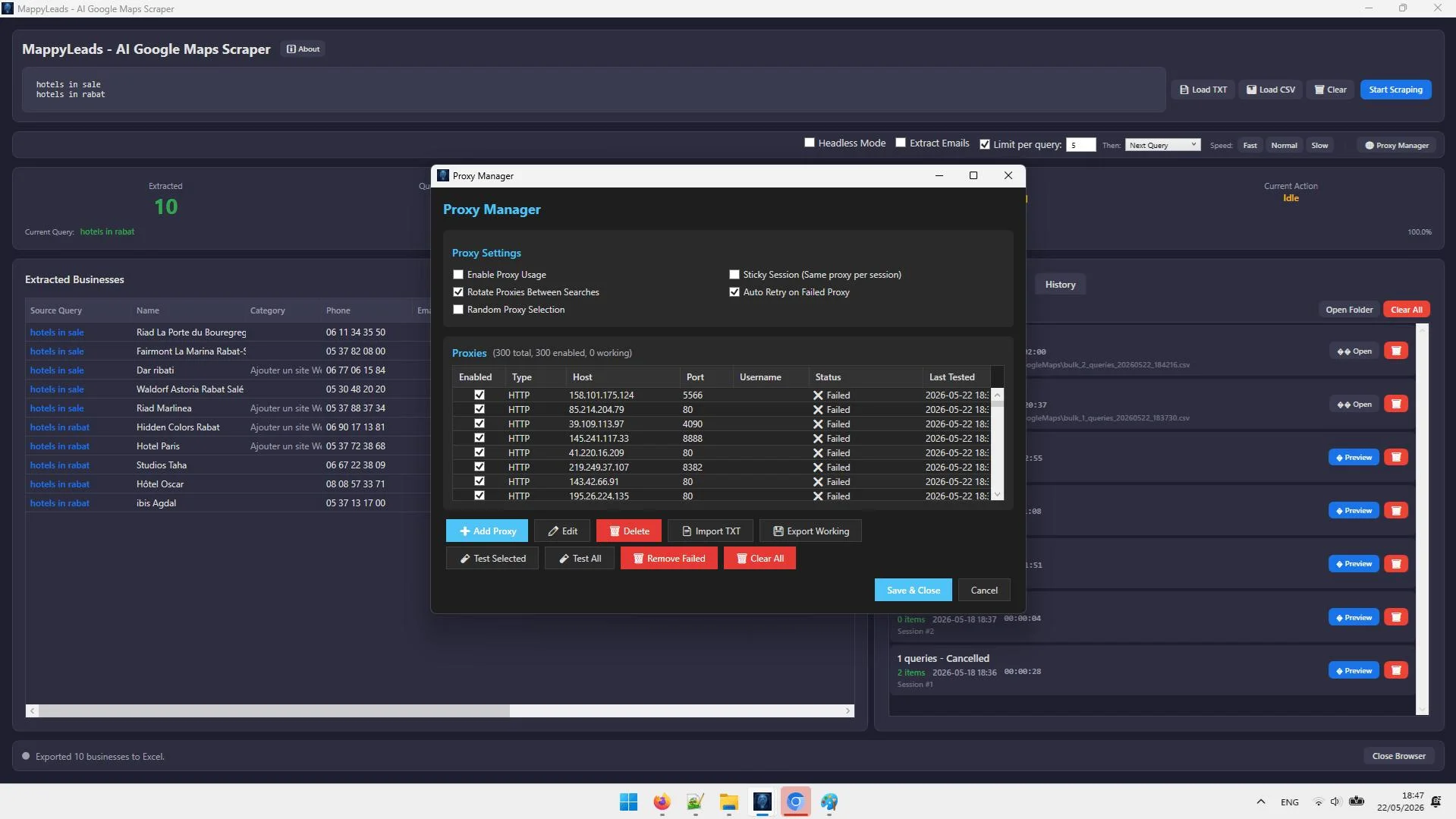 MappyLeads real-time queue and progress monitoring dashboard