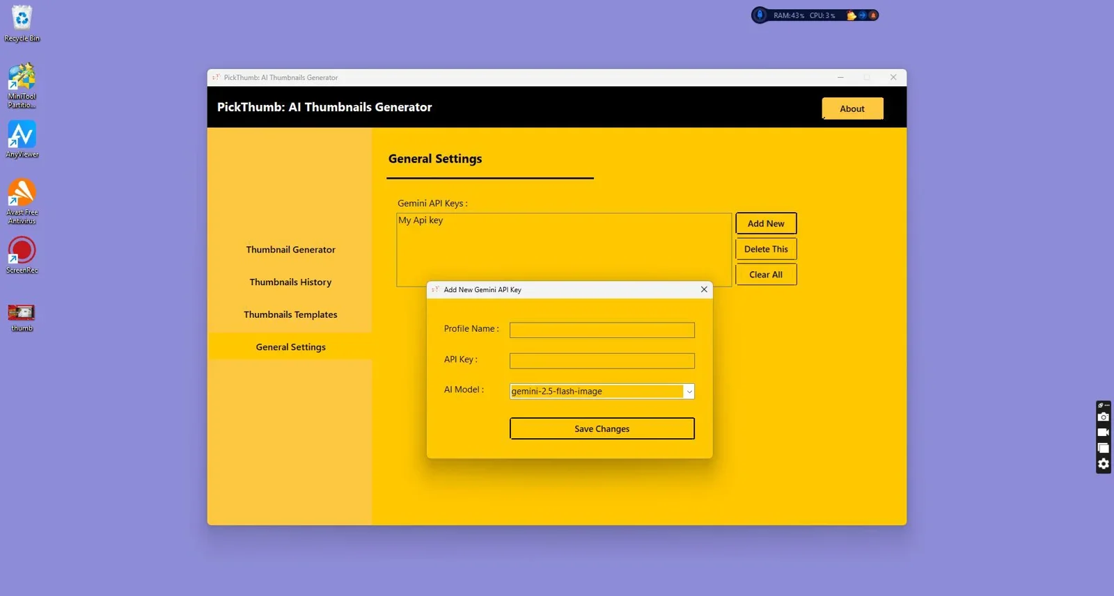 PickThumb thumbnail generation process showing AI-powered design features
