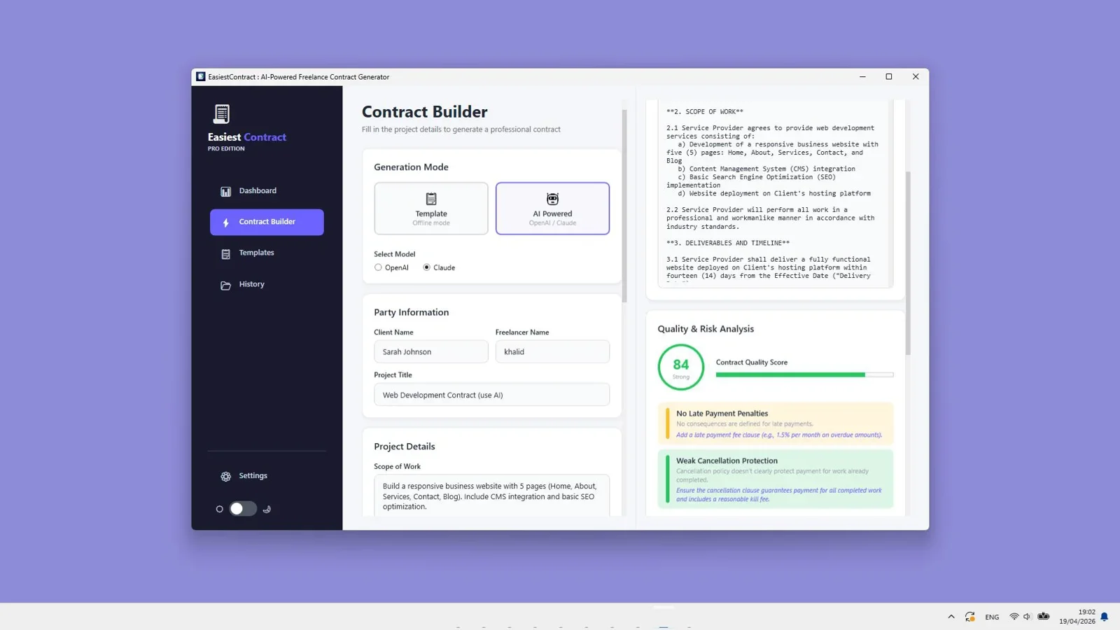 AI Assistant Feature in EasiestContract