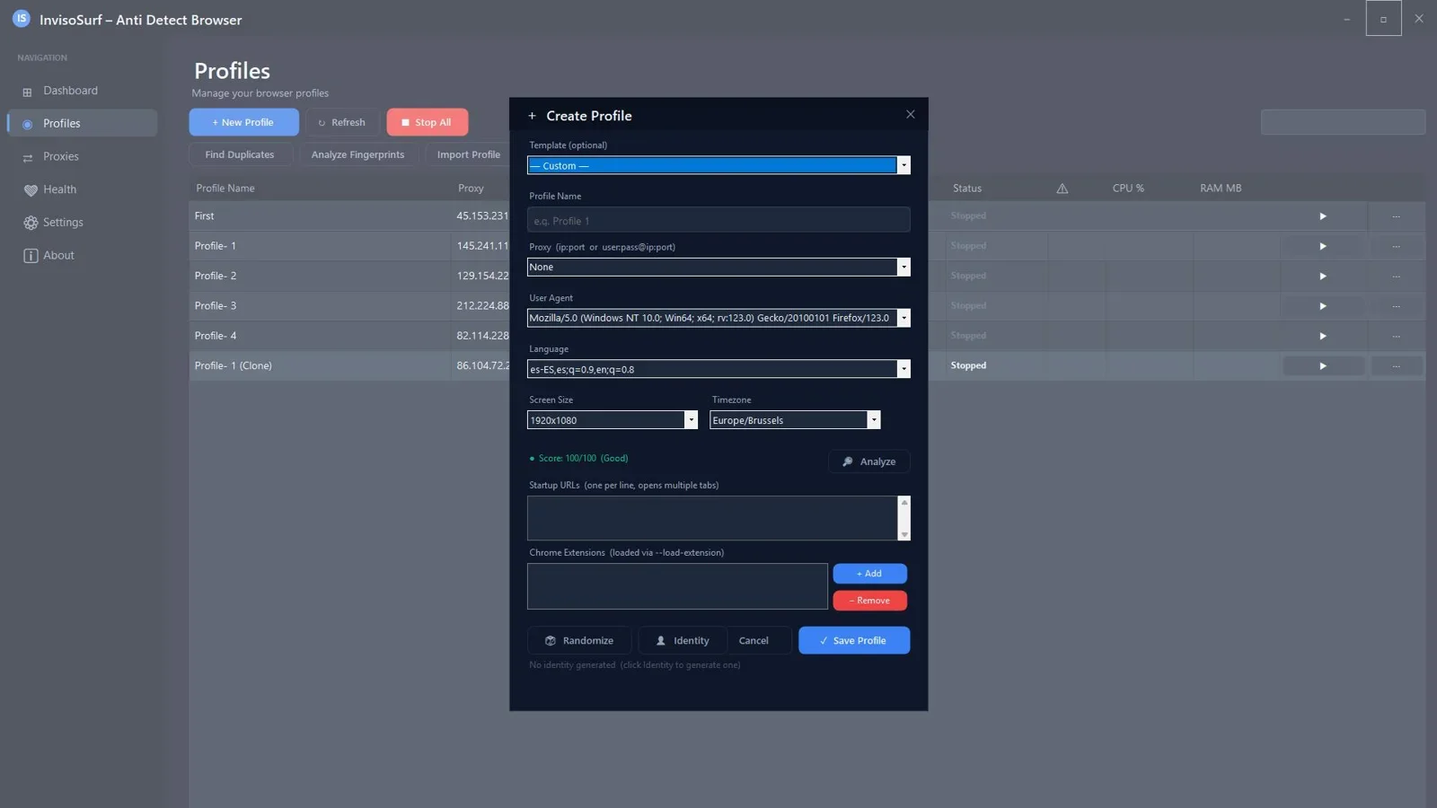 InvisoSurf Fingerprint Settings