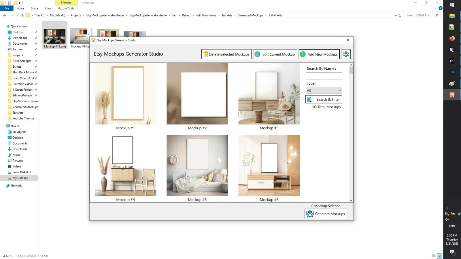 Etsy Mockups Generator Studio Interface