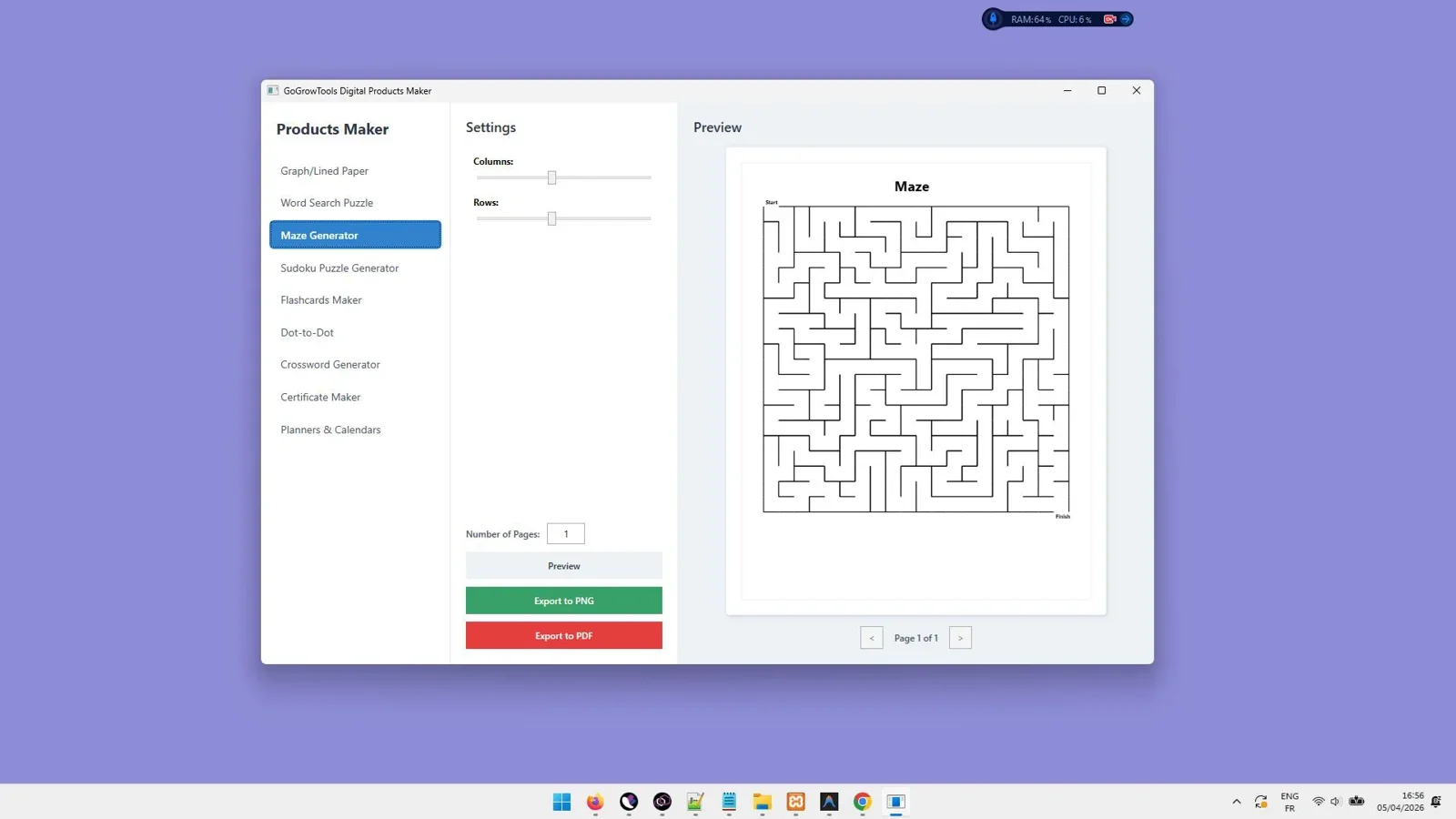 ProductHelix Dashboard and Generator Selection
