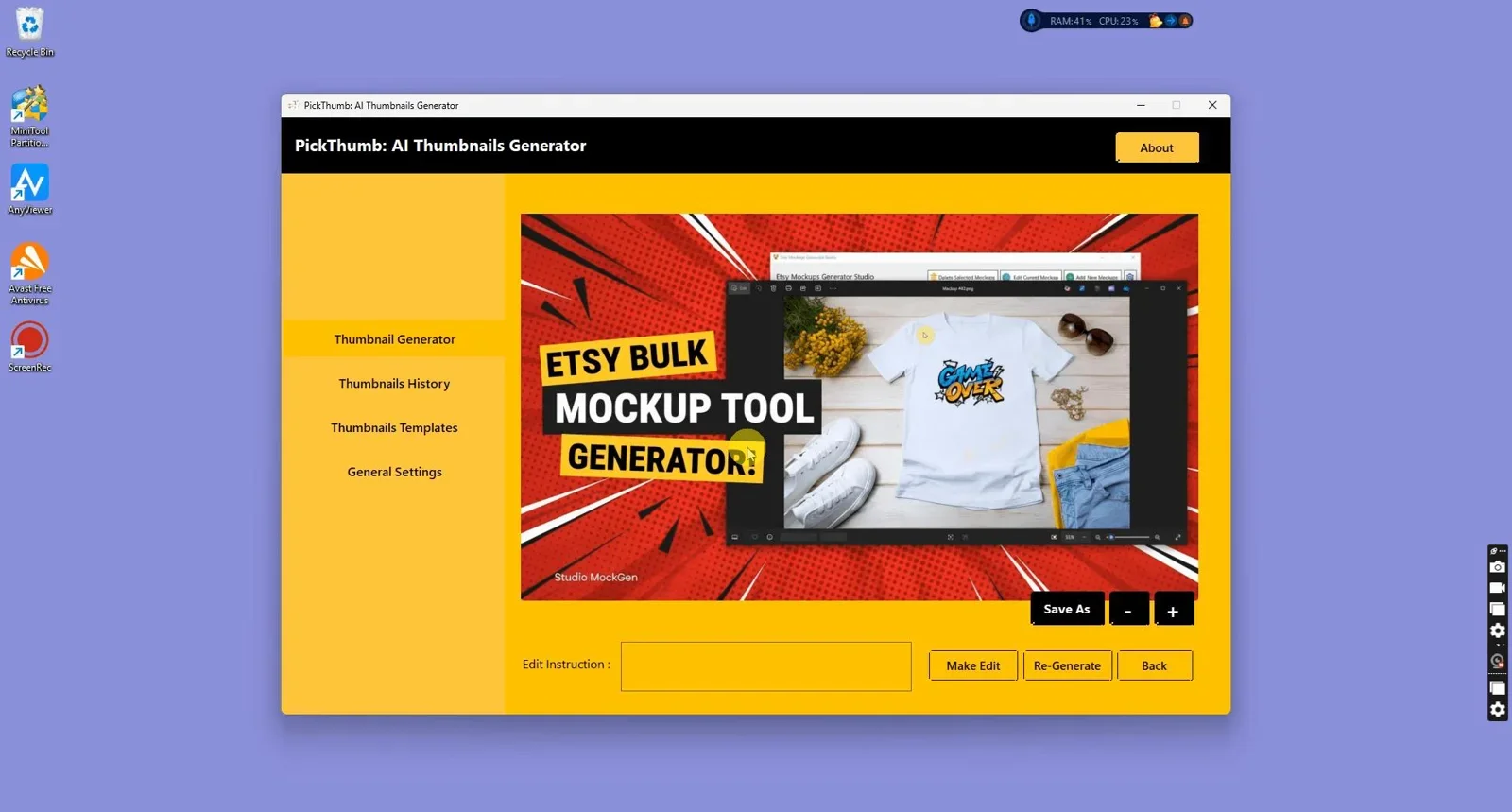 Visual style templates inside PickThumb