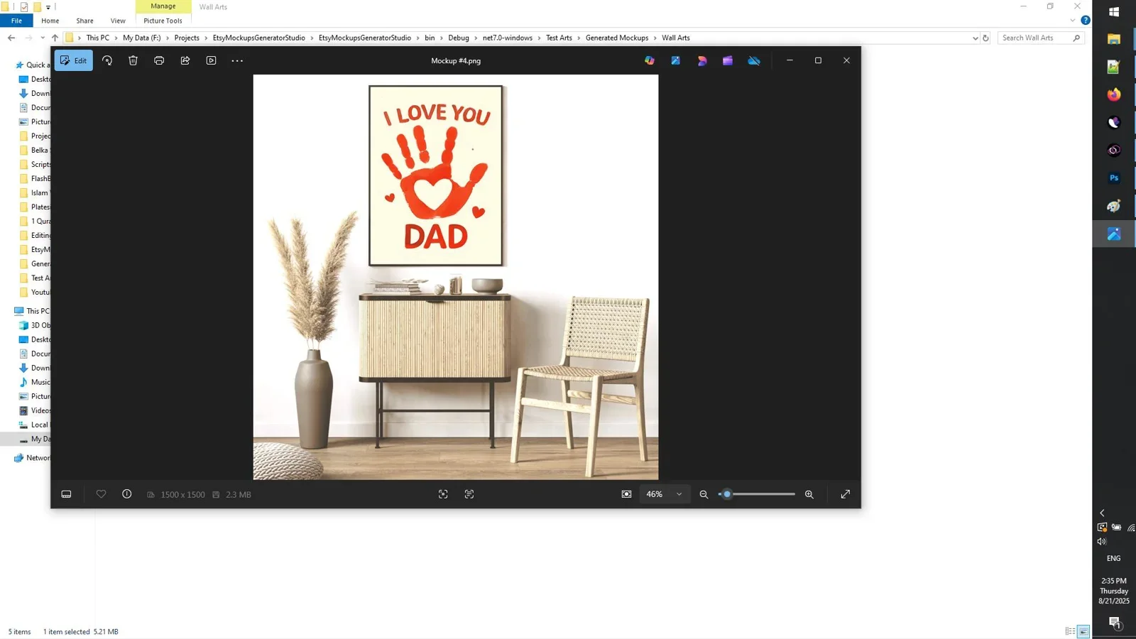 Garment color selection and preview screen in Etsy Mockups Generator Studio